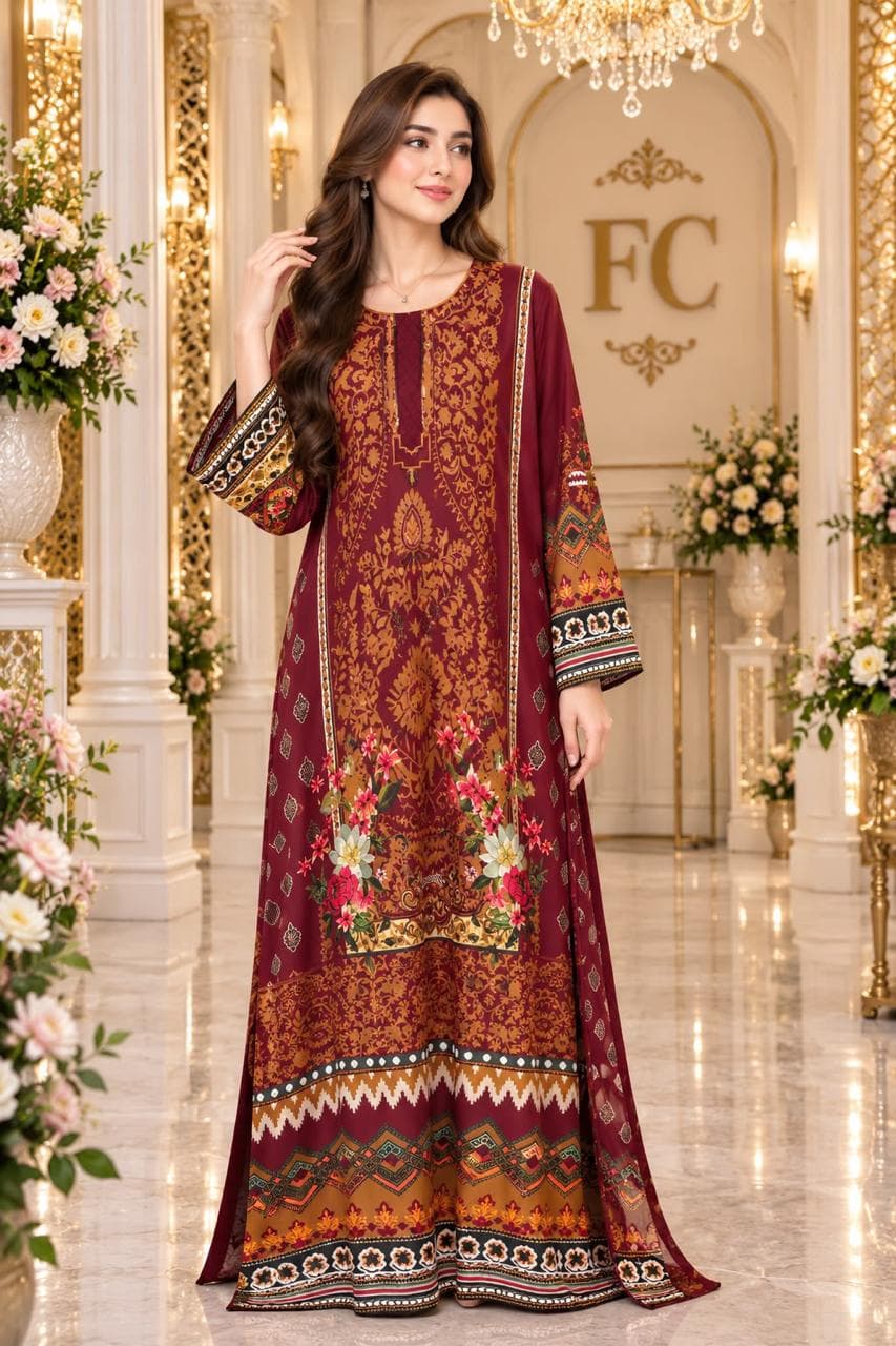 2 piece Print long kaftan (S06) 