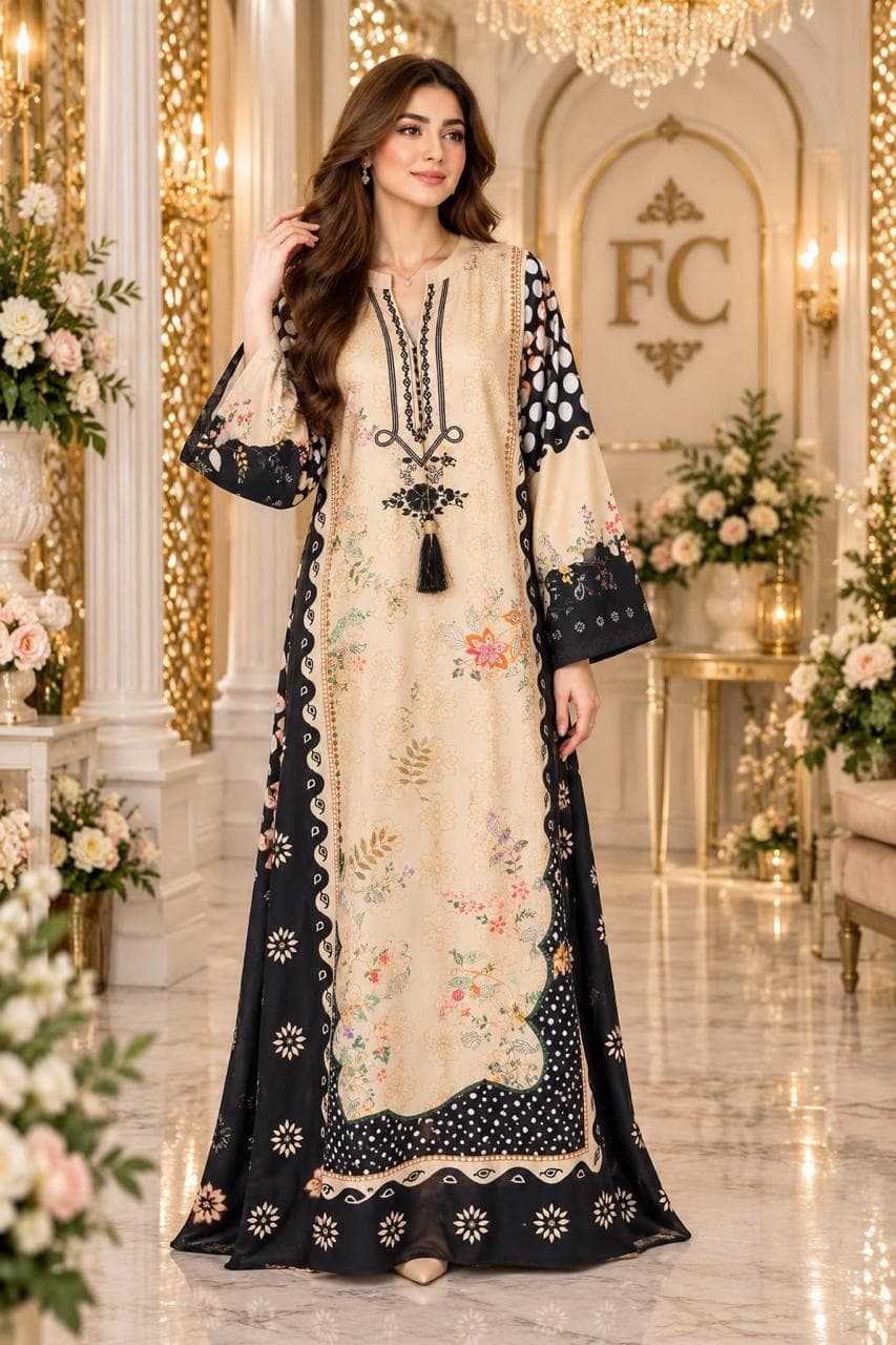 2 piece print long kaftaan