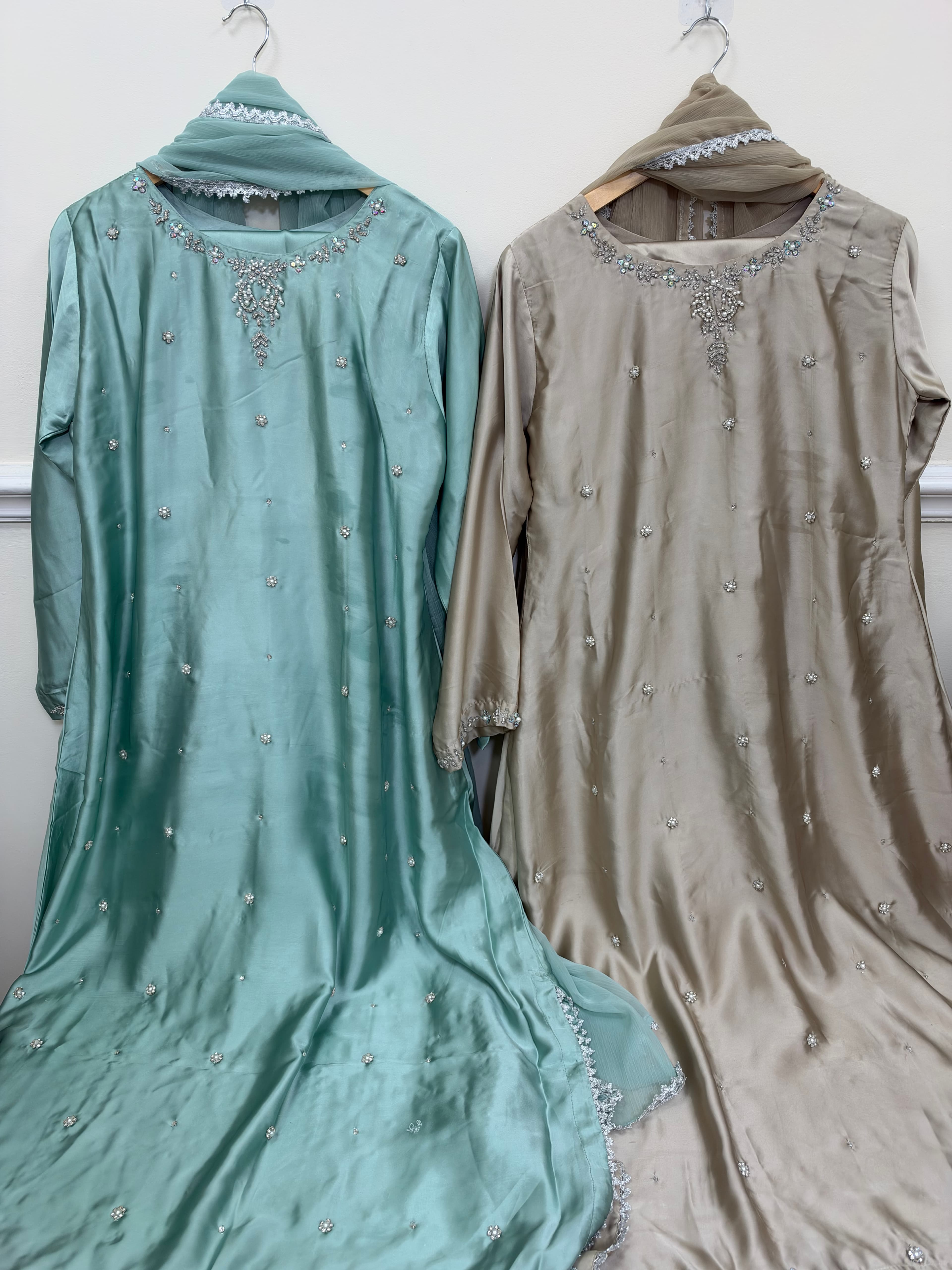 3piece Silk kaftaan handmade embroidered 